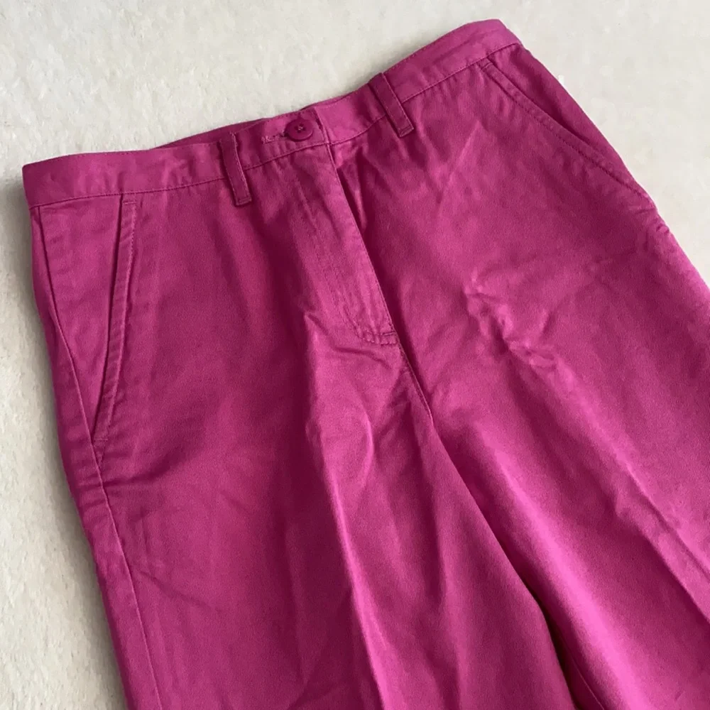 {NWT/VTG} Talbots Kids | High Waisted Wide Leg Cropped Pants Cotton Lyocell Pink - Picture 2 of 13